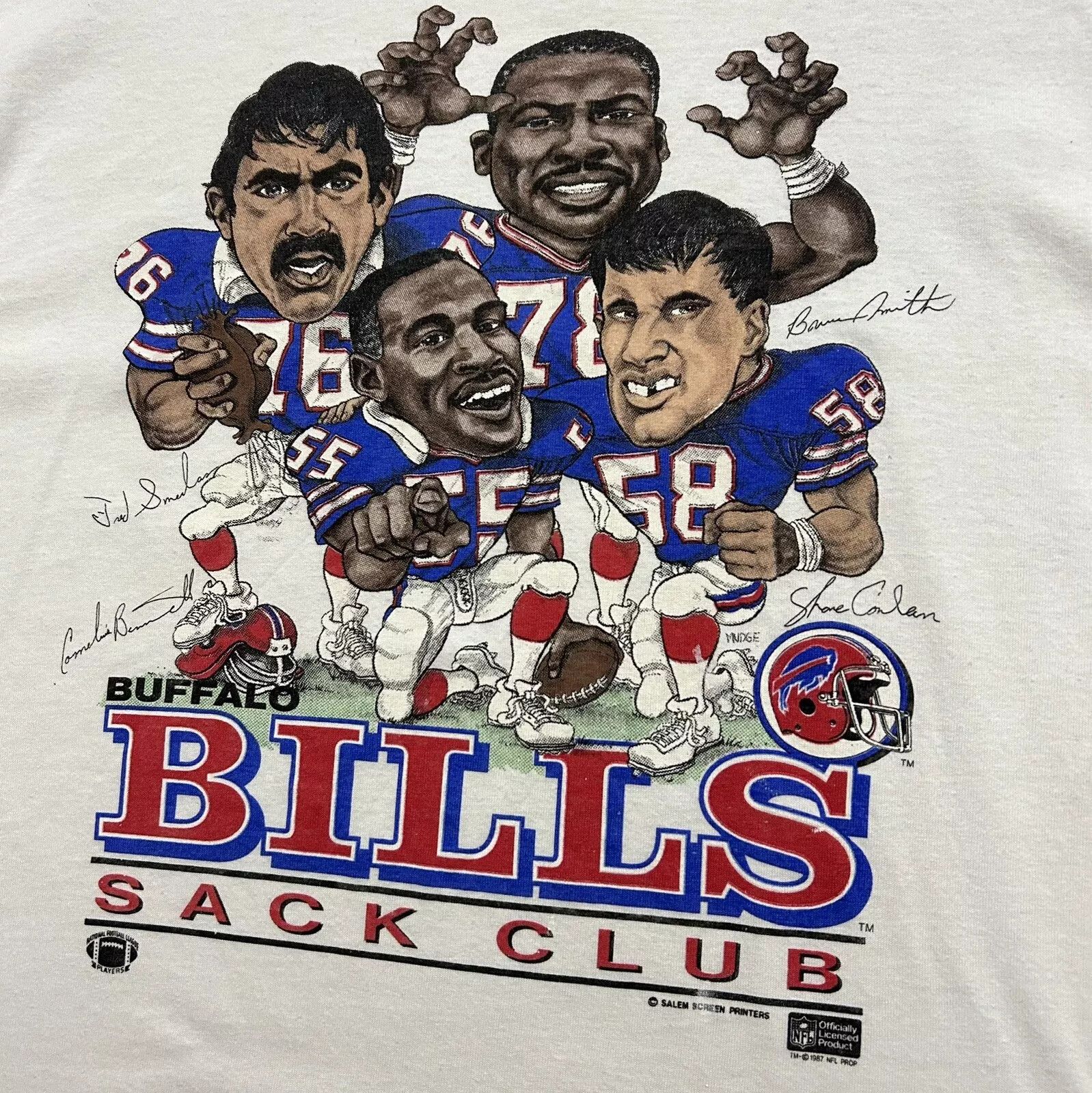 NFL × Vintage BUFFALO BILLS 1987 SACK CLUB CARICATURE T-SHIRT SIZE XL Size US XL / EU 56 / 4 - 2 Thumbnail