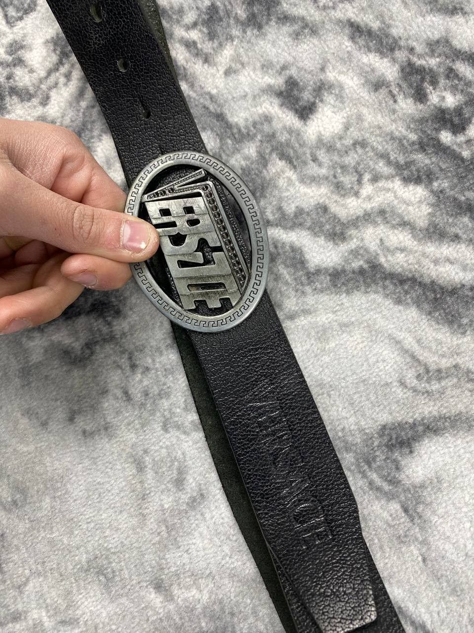 Versace Versace Big Logo Leather Belt Men Black Size ONE SIZE - 4 Thumbnail