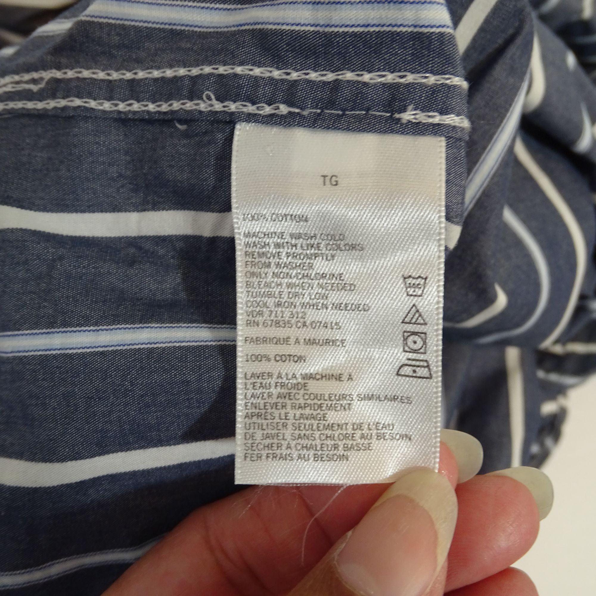 Nautica Nautica Men Striped Button Down Collared Shirt Size XL Gray Size US XL / EU 56 / 4 - 5 Thumbnail