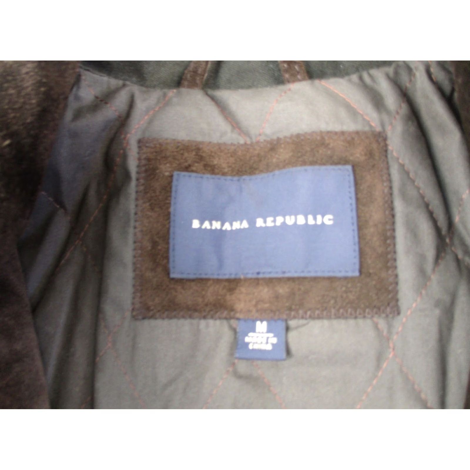 Vintage Banana Republic Jacket Mens Medium Brown Suede Leather Full Zip Pockets Retro, Men's — image 5 of 6