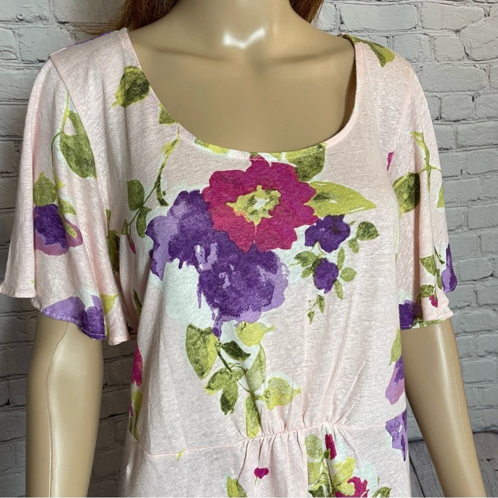 Lauren Ralph Lauren NWT New Lauren Ralph Lauren Linen Floral Flutter Sleeve Top Size L / US 10 / IT 46 - 3 Thumbnail