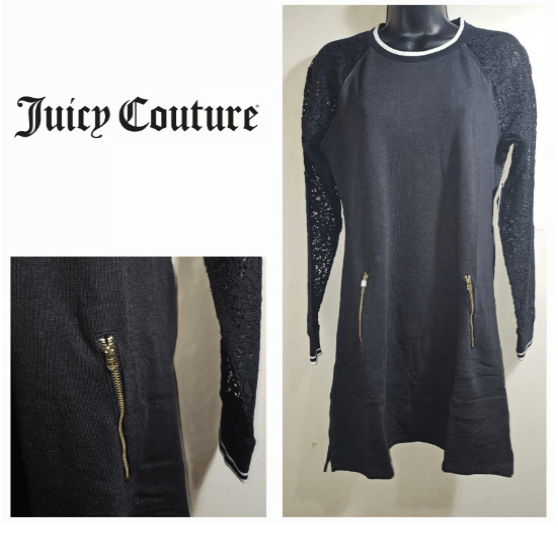 Juicy Couture NWT Juicy Couture Fleece Lace Long Sleeve Mini Dress Medium Size M / US 6-8 / IT 42-44 - 1 Thumbnail