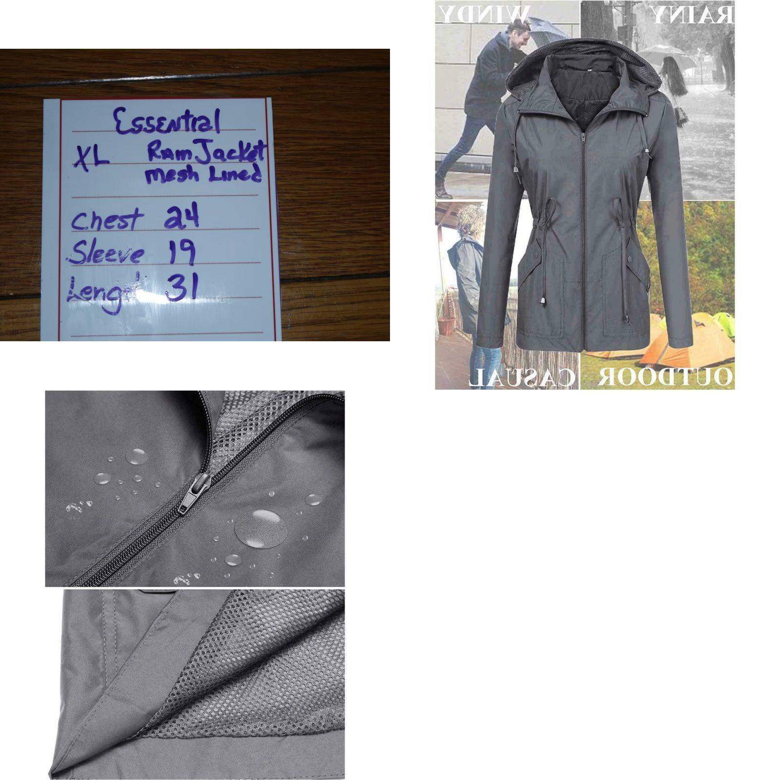 Essentials Essentials Med Weight Rain Hooded Overcoat Grey Women's Jacket XL Size XL / US 12-14 / IT 48-50 - 8 Thumbnail