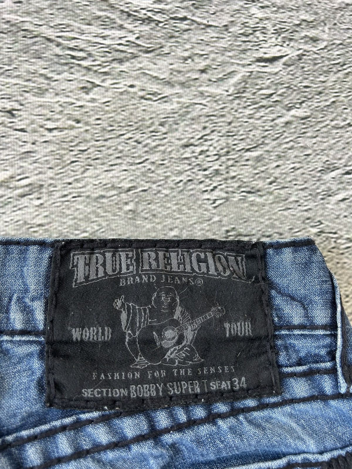 True Religion True Religion blue jeans black thick stitching Y2K Bobby Size US 33 - 3 Thumbnail