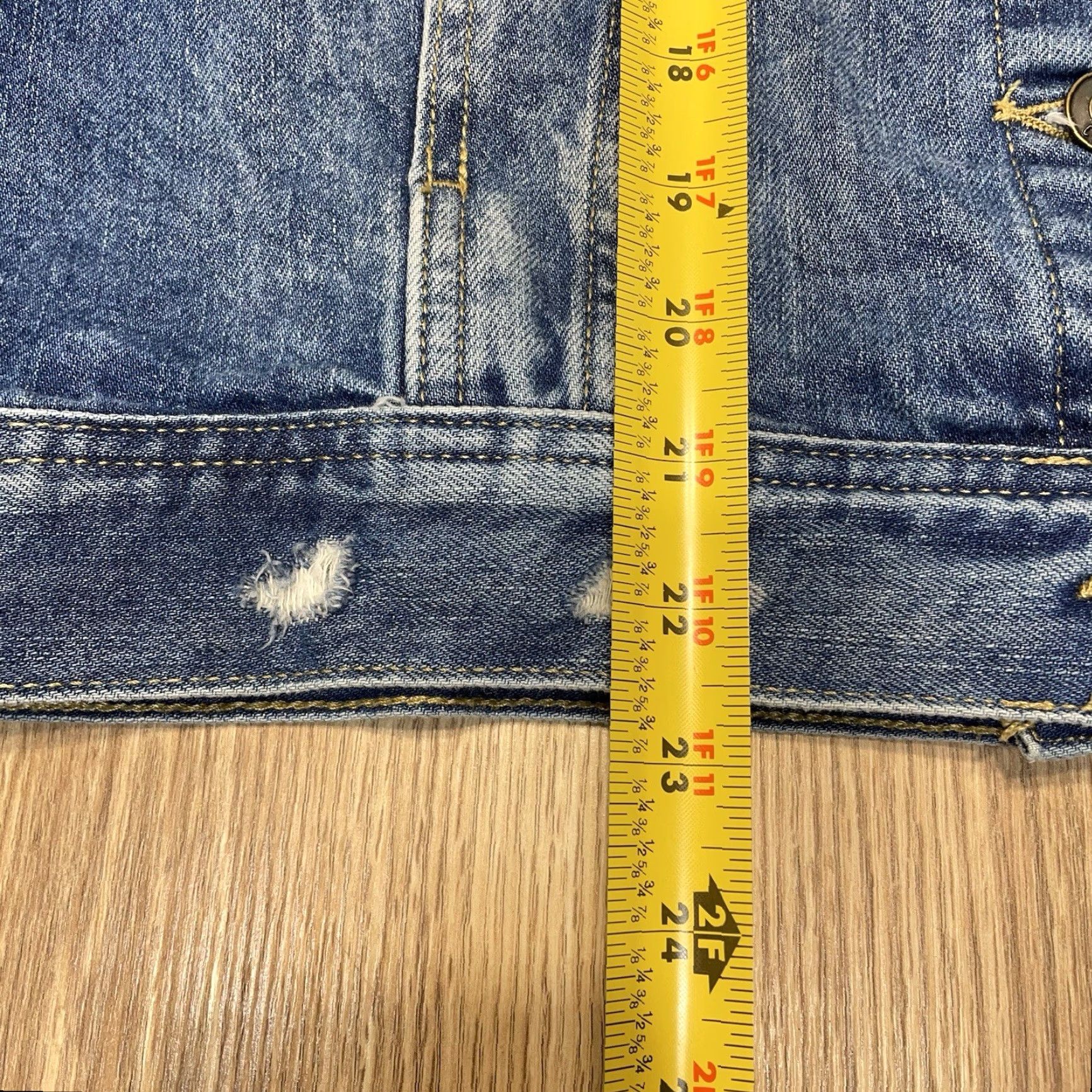 Denime VINTAGE True Craft Women's Denim Jacket XS Blue Distressed Cotton Basic Outerwear Size XS / US 0-2 / IT 36-38 - 5 Thumbnail