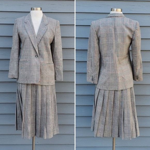 Talbots × Vintage Vintage 90s Talbots Pink Gray Herringbone Glen Plaid Skirt B Size S / US 4 / IT 40 - 2 Thumbnail