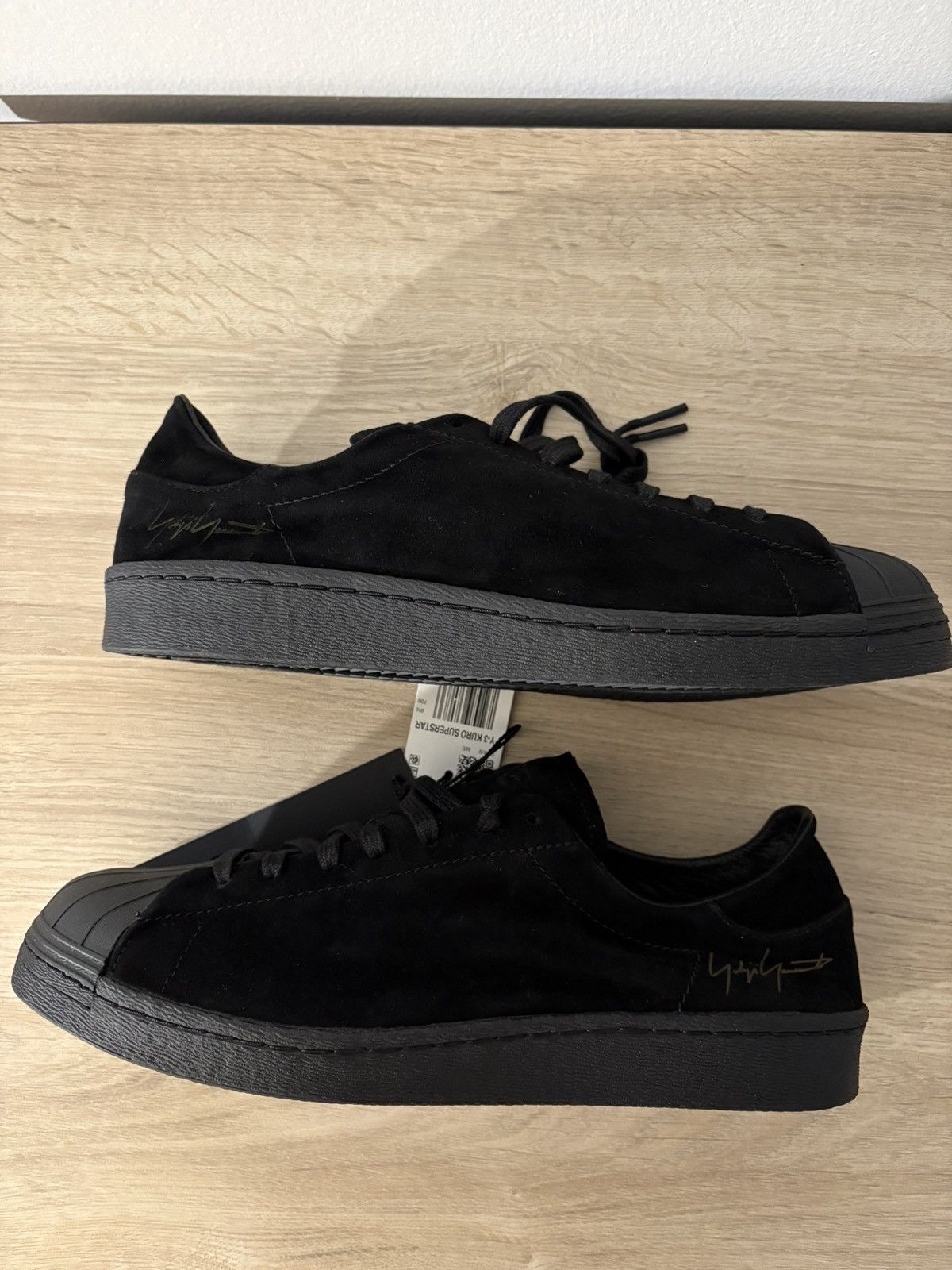 Yohji Yamamoto YOHJI YAMAMOTO Black Y-3 KURO Superstar Sneakers Size US 10 / EU 43 - 1 Thumbnail
