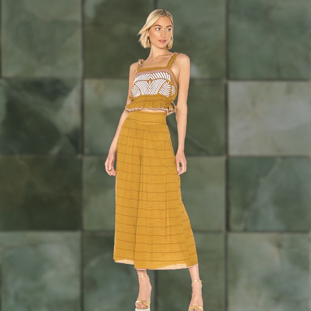 Free People Free People 2 Piece Eva Set Tank & Pants Deep Gold Yellow Shirt? Size 36" / US 14 / IT 50 - 1 Thumbnail