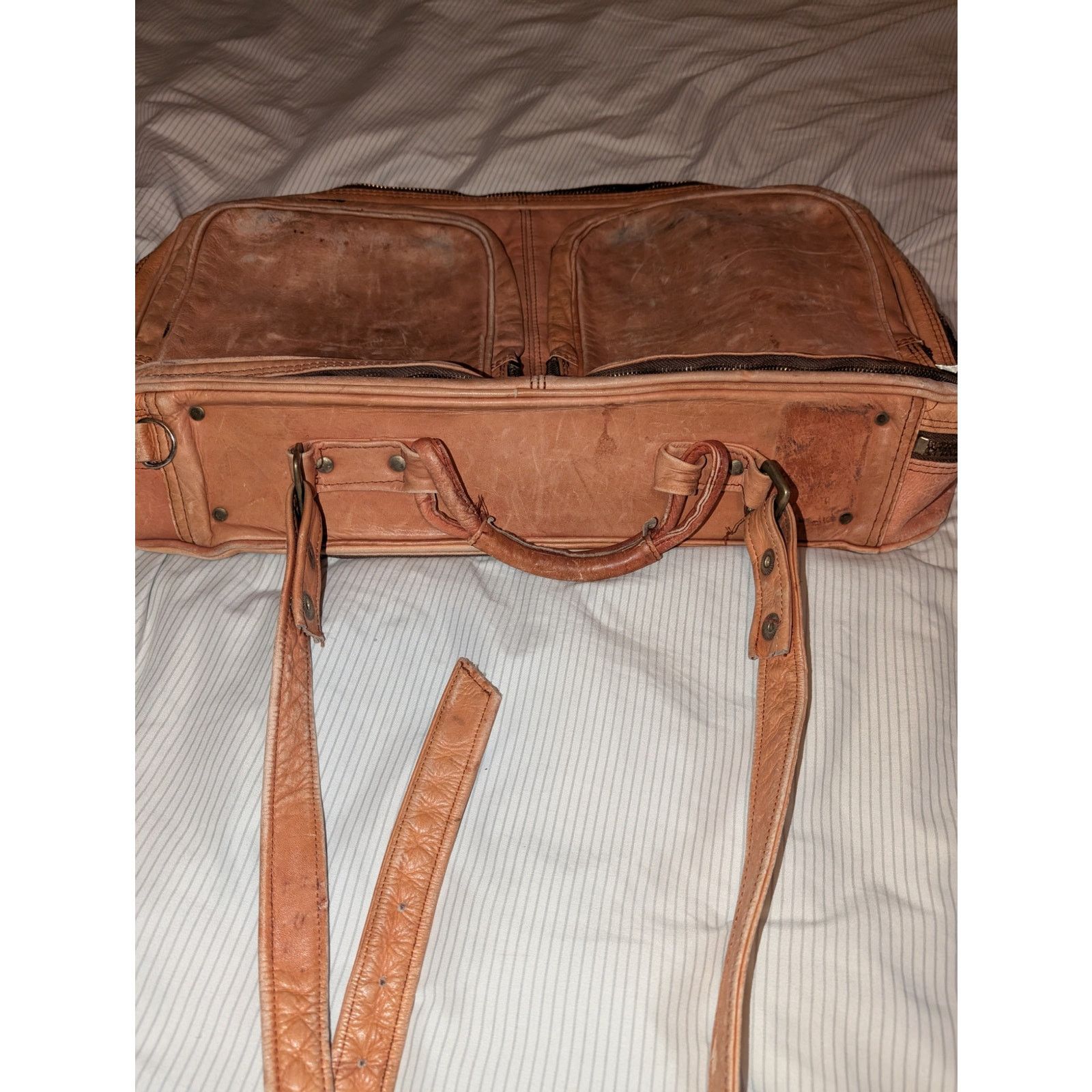 Handmade Handmade Vintage Leather Bag Satchel Columbia 20" x 10" Size ONE SIZE - 7 Thumbnail