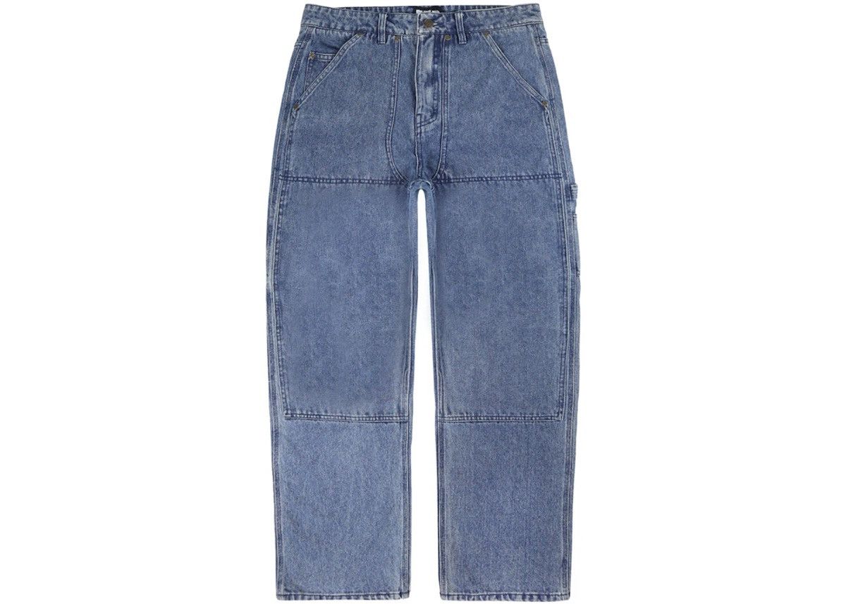 image of Fuck The Population Indigo Wash Ftp Denim Carpenter Pants in Blue, Men's (Size 34)