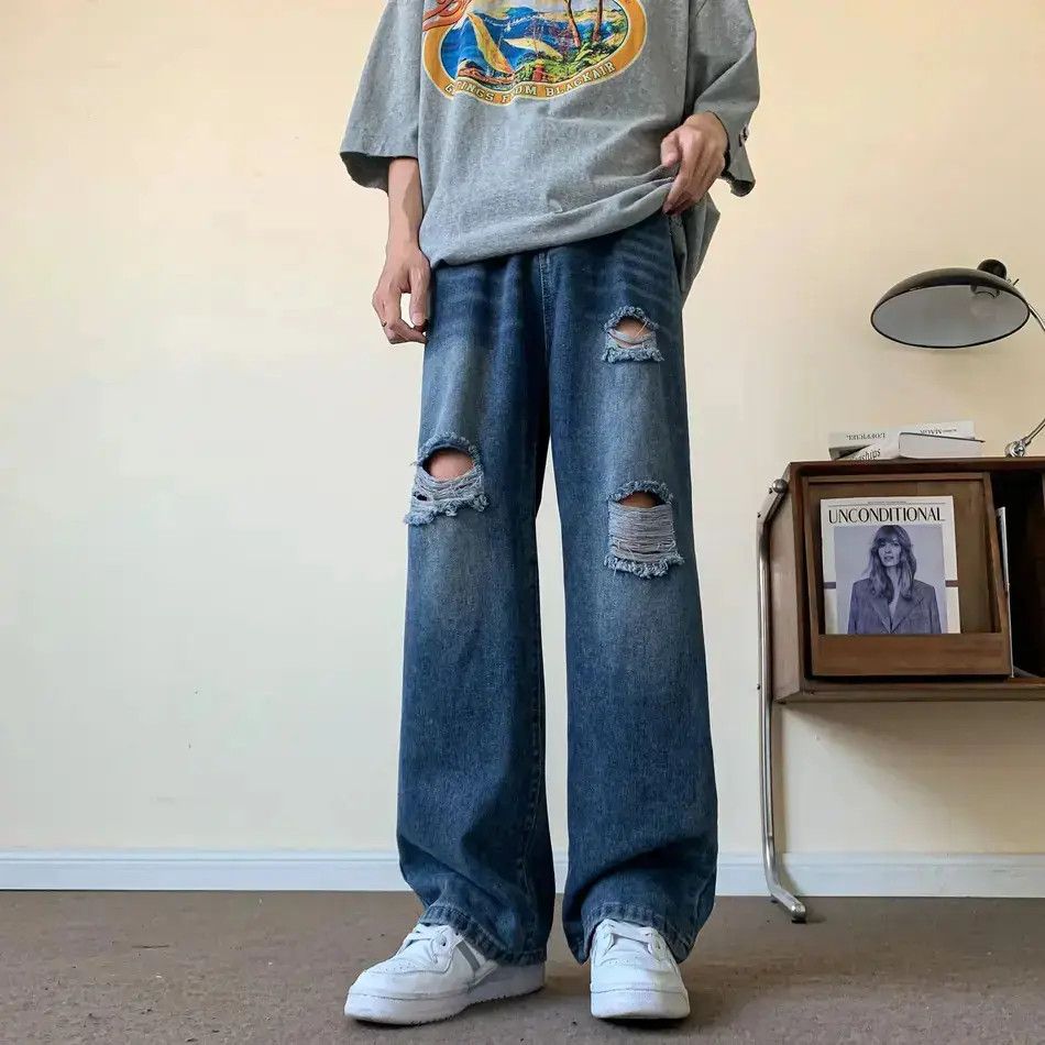 Japanese Brand Retro loose high street ripped jeans Size US 32 / EU 48 - 1 Thumbnail