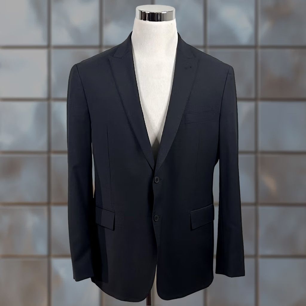 Joseph Abboud Joseph Abboud Sport Coat Black Plaid Two Button 44R Slim Fit Wool Blend Men Jacket Coat Vented Regular Length Size US XS / EU 42 / 0 - 1 Thumbnail