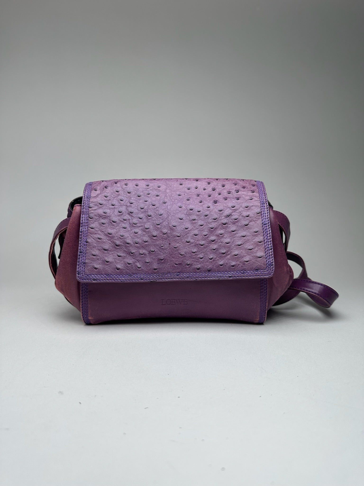 Vintage Madrid Ostrich leather bag purple