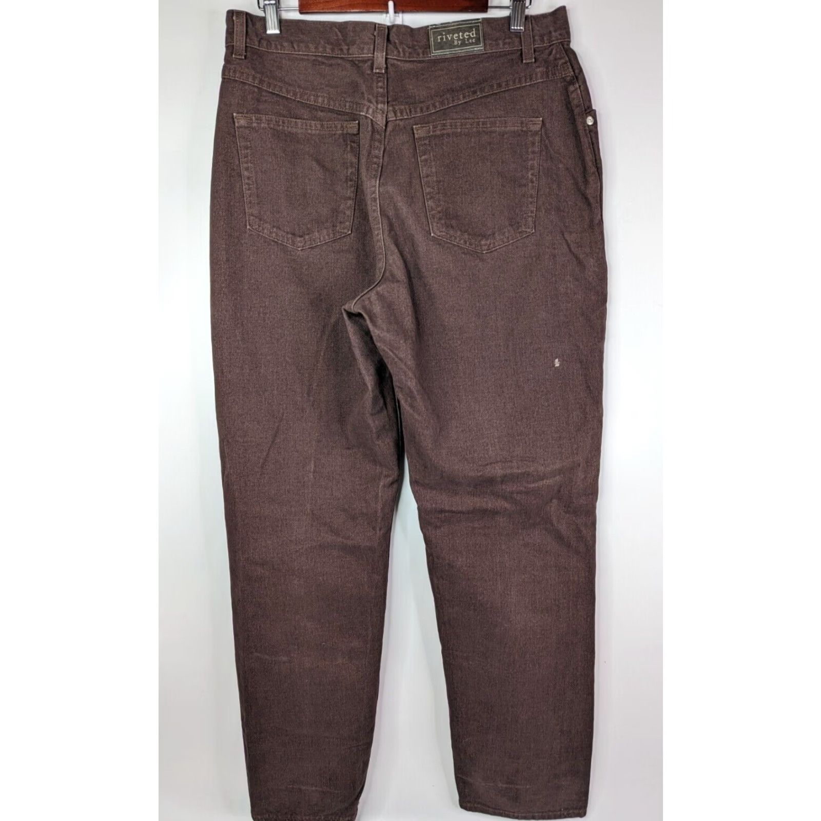 Lee VINTAGE Lee Riveted Maroon Brown High Rise Jeans Women 14 Cotton Denim Size 36" / US 14 / IT 50 - 4 Thumbnail