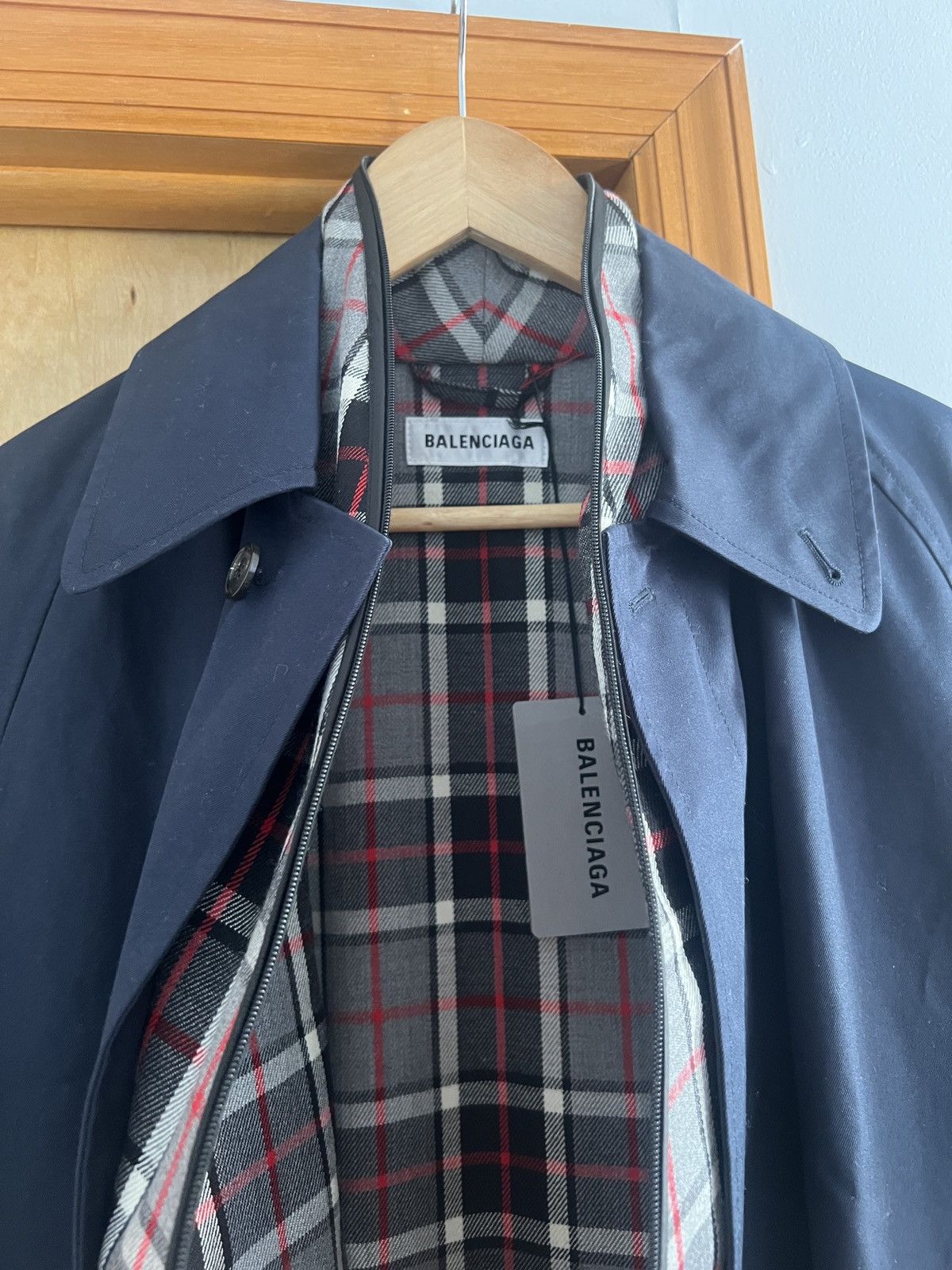 Balenciaga Balenciaga Trench Coat Cotton Twill Dark Navy Size XS / US 0-2 / IT 36-38 - 2 Thumbnail