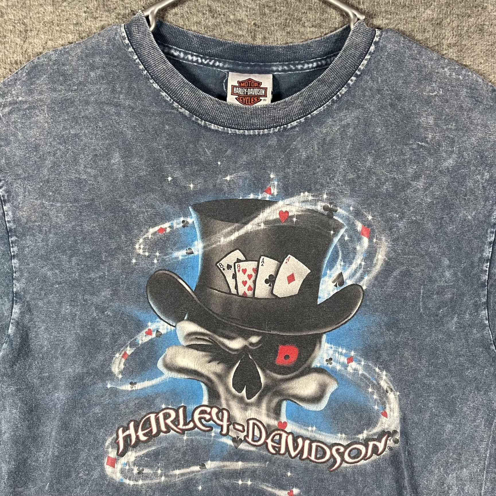 Harley Davidson Harley-Davidson Shirt Mens M Blue Skull Poker Marion IL Black Diamond Tee Size US M / EU 48-50 / 2 - 2 Thumbnail