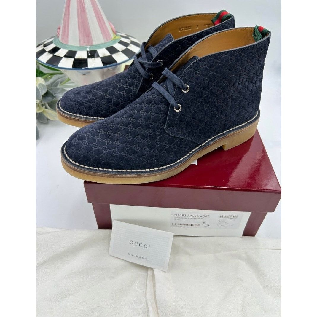 Gucci Men's Gucci MOREAU GG suede ankle boots size 8 fits 8.5 US Size US 8.5 / EU 41-42 - 1 Thumbnail