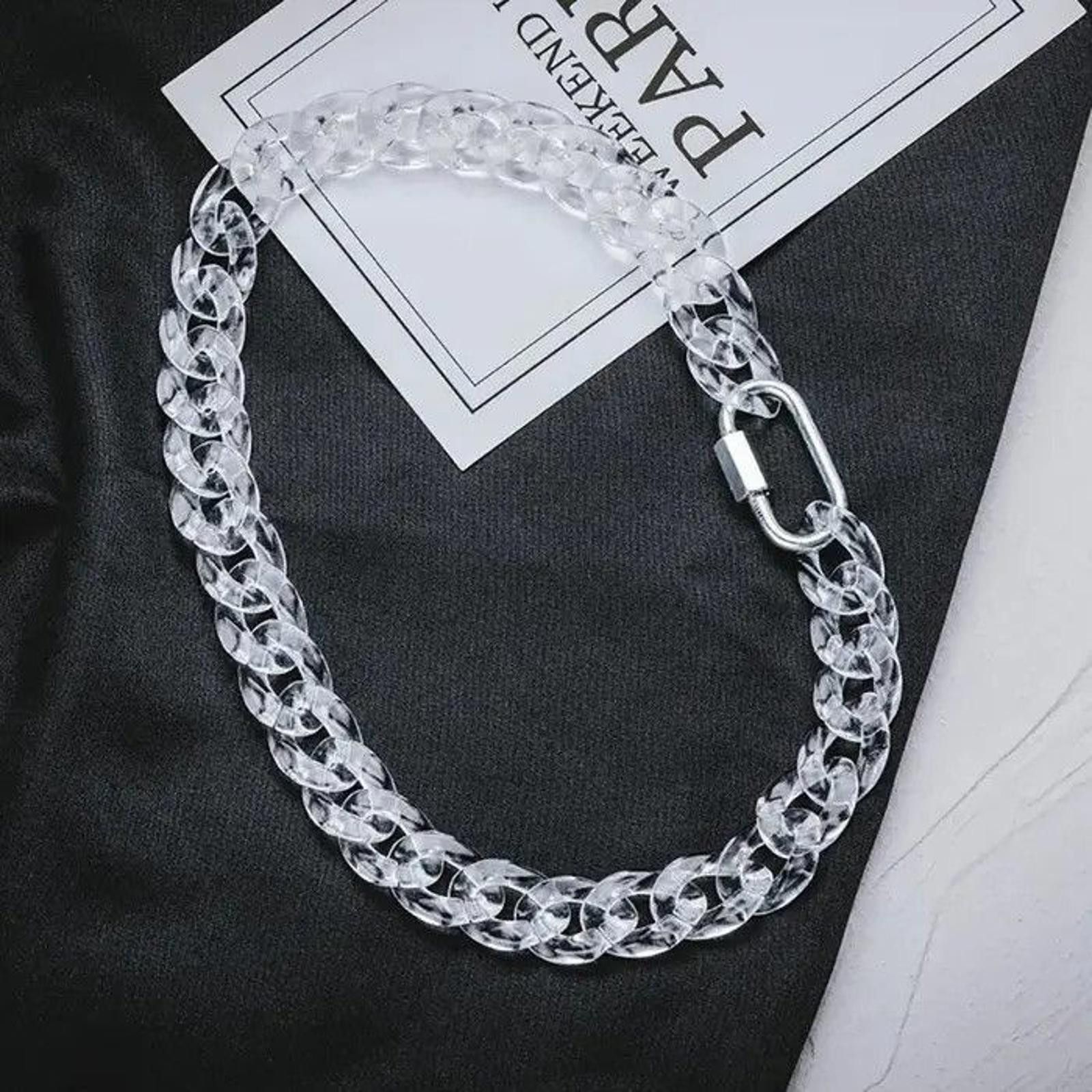 Jewelry See Through Cuban Chain Necklace Size ONE SIZE - 4 Thumbnail