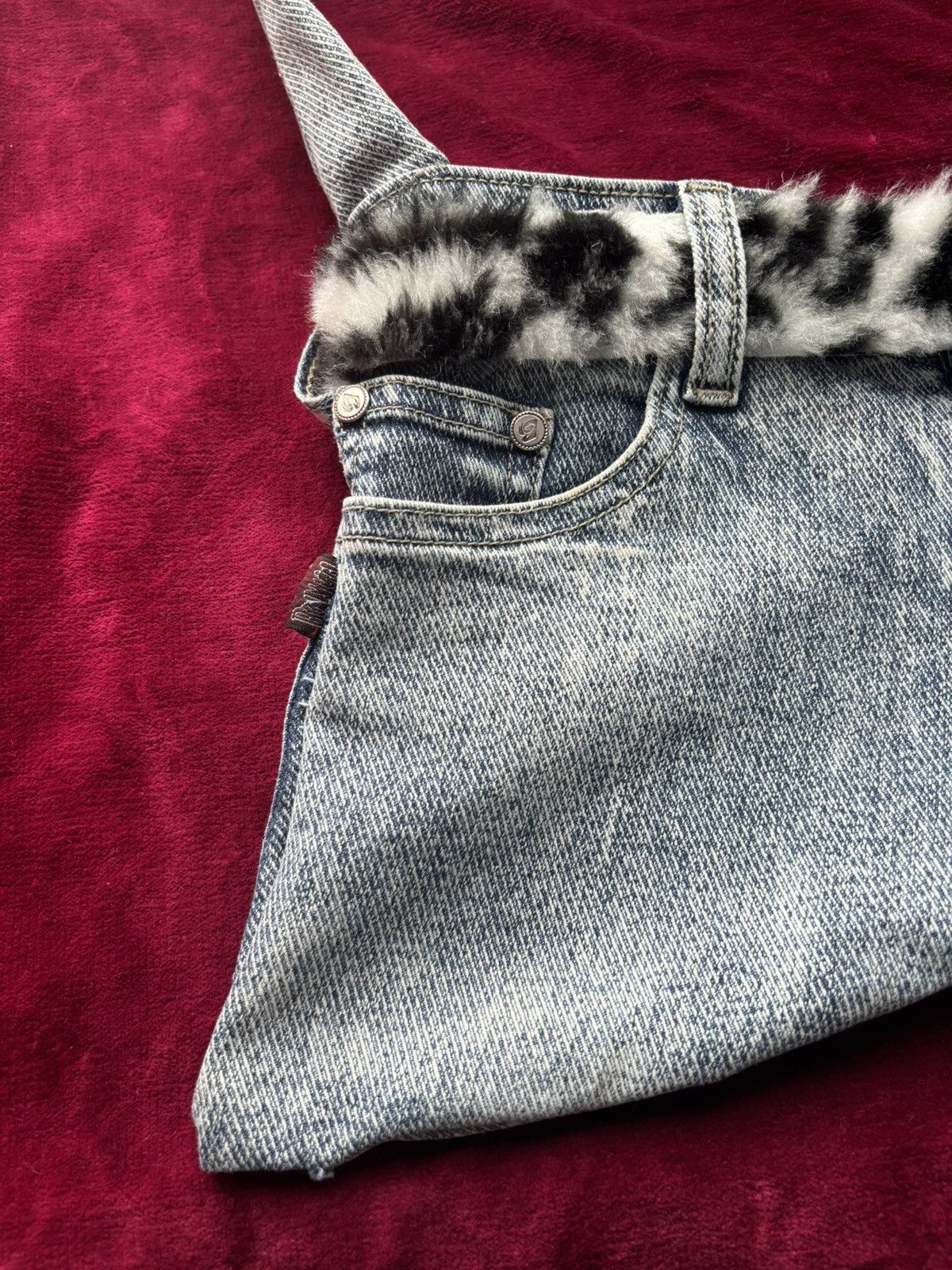 Handmade Handmade Vintage Denim Shoulder Bag Leopard Print Paris Size ONE SIZE - 4 Thumbnail
