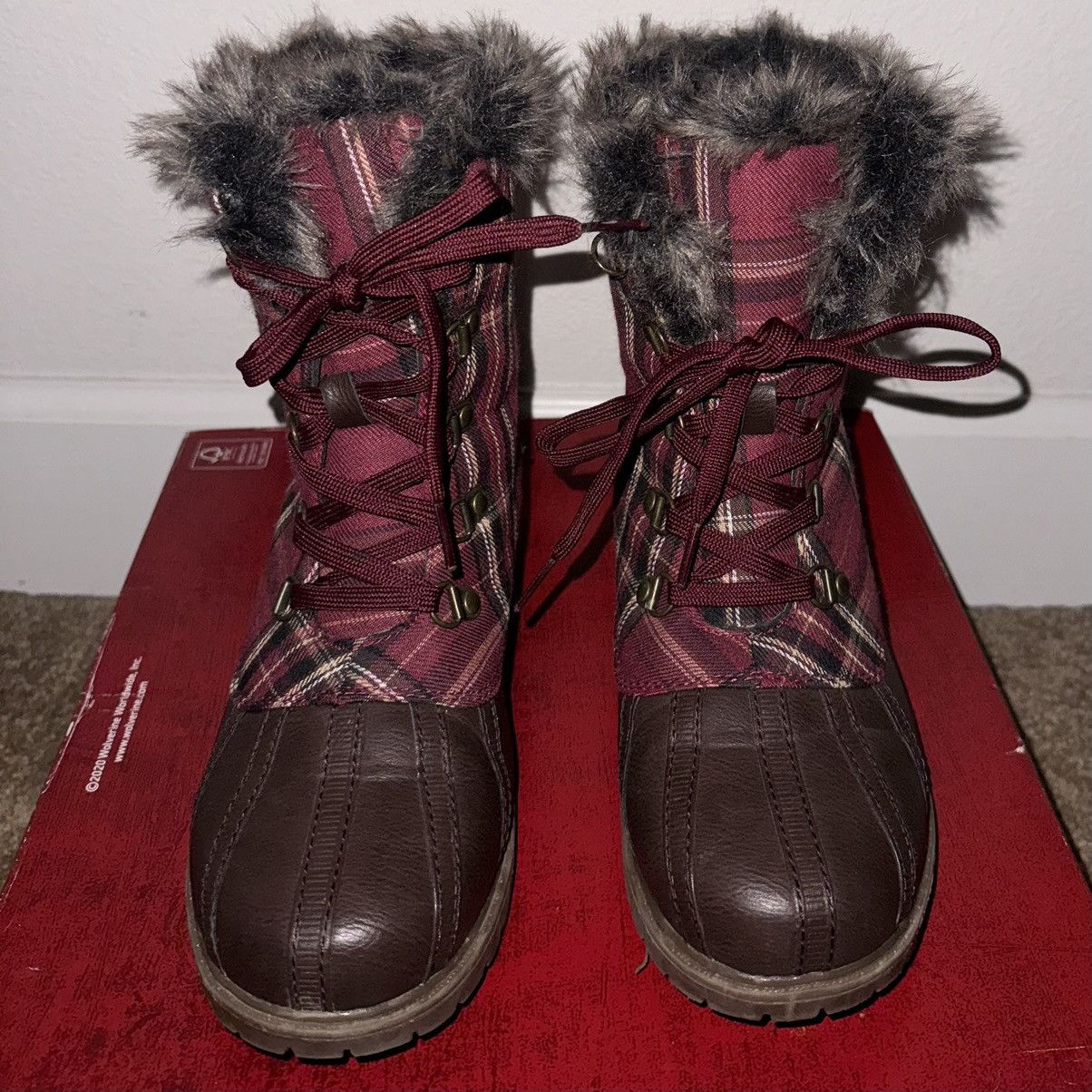 Designer × Other × Vintage Elladora Womens Fleece Lined Size 7.5 Duck Boot Burgundy Size US 7.5 / IT 37.5 - 3 Thumbnail