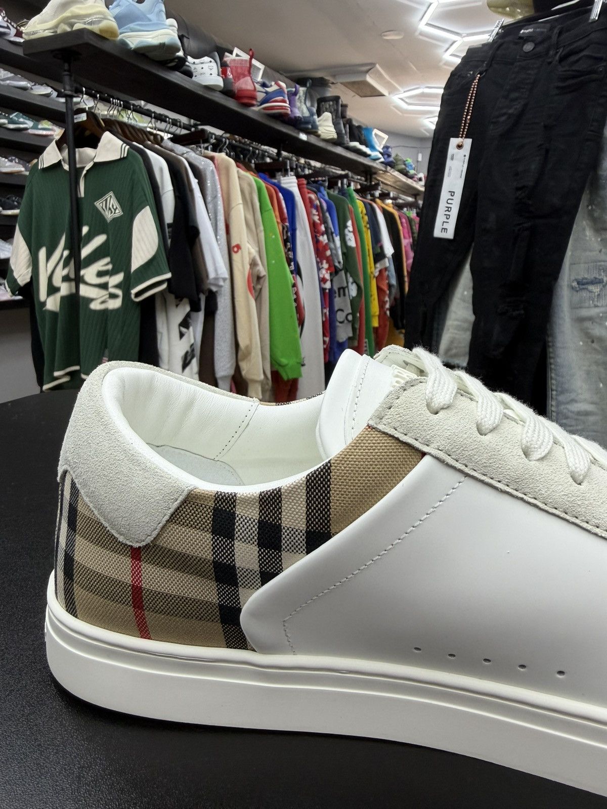 Burberry Size 12US/45EU - Burberry Leather Check Suede Low Tops Size US 12 / EU 45 - 8 Thumbnail