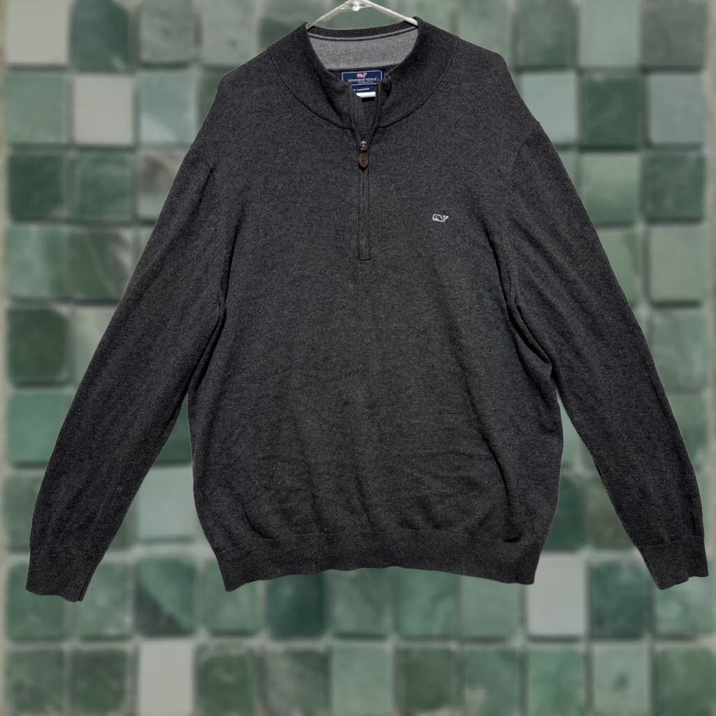 Vineyard Vines Vineyard Vines Sweater 1/4 Zip Pullover Men XL Gray Knit Cotton Cashmere Logo Tight-Knit Regular Long Sleeve Classic Vintage: No Size US XL / EU 56 / 4 - 1 Thumbnail