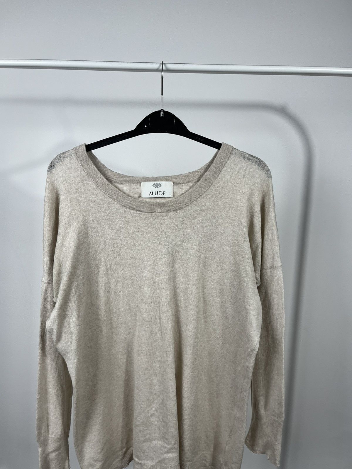 Allude Allude Cashmere Knit Sweater Beige Size L Size L / US 10 / IT 46 - 2 Thumbnail