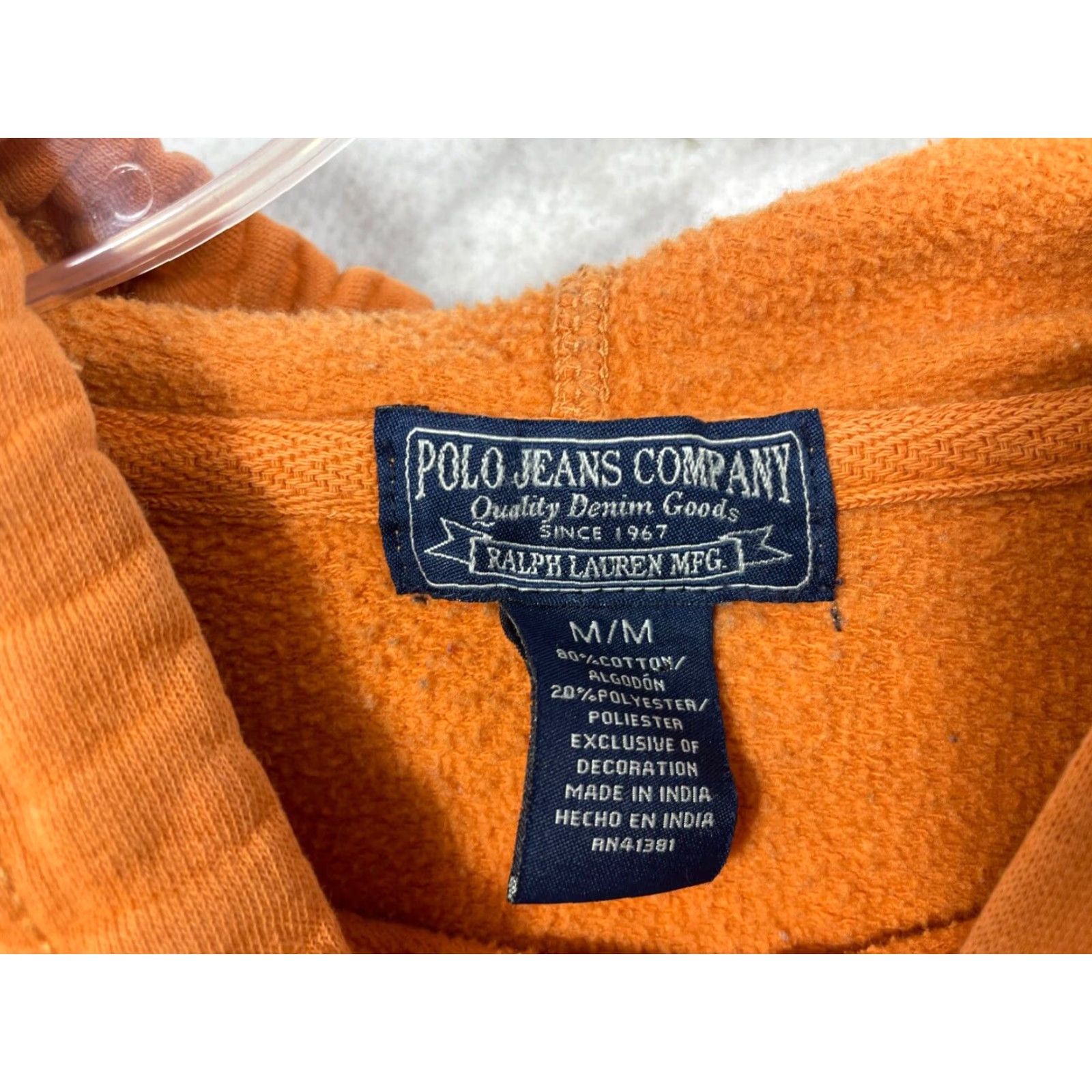 Polo Ralph Lauren Polo Ralph Lauren Hoodie Polo Jeans Co Orange Long Sleeve Vintage Mens Medium Size US M / EU 48-50 / 2 - 2 Thumbnail