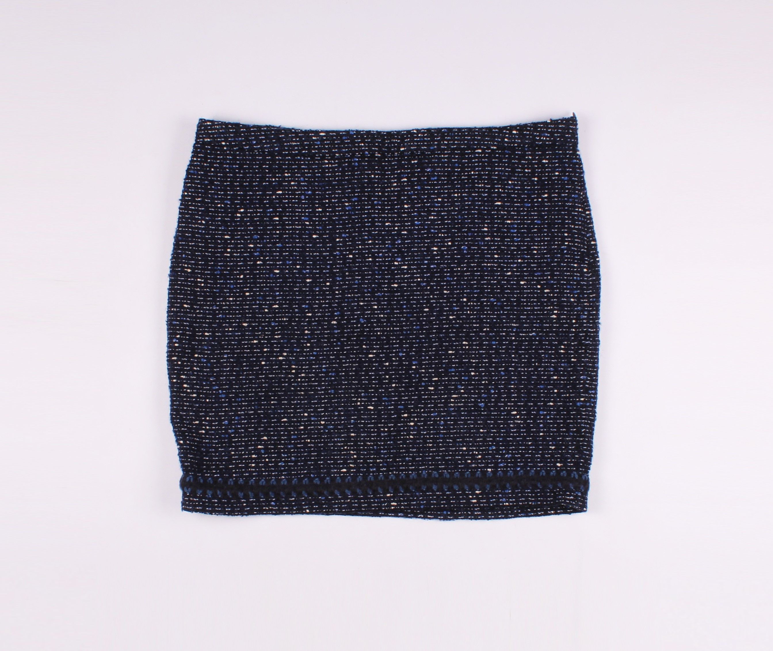 Love Moschino Love Moschino Tweed Navy Wool Mohair Blend Mini Skirt Size 34" / US 12 / IT 48 - 1 Thumbnail
