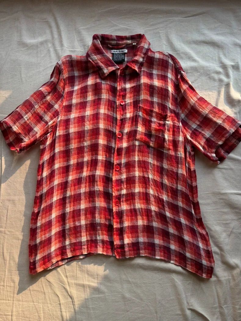 Our Legacy Our LegacyRed plaid linen shirt Size US S / EU 44-46 / 1 - 1 Thumbnail