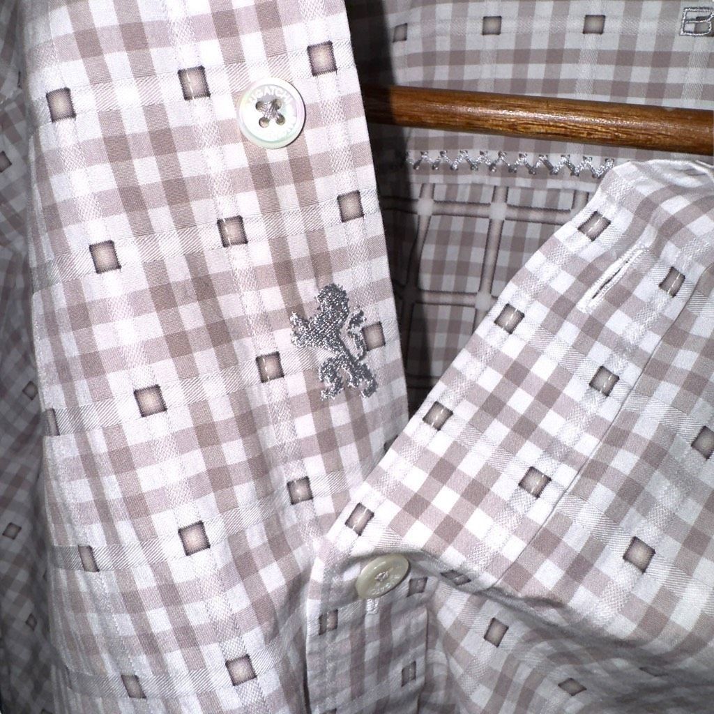 BUGATCHI Bugatchi Uomo Gray Check Classic-Fit Dress Shirt XL 17.5 Size US XL / EU 56 / 4 - 6 Thumbnail