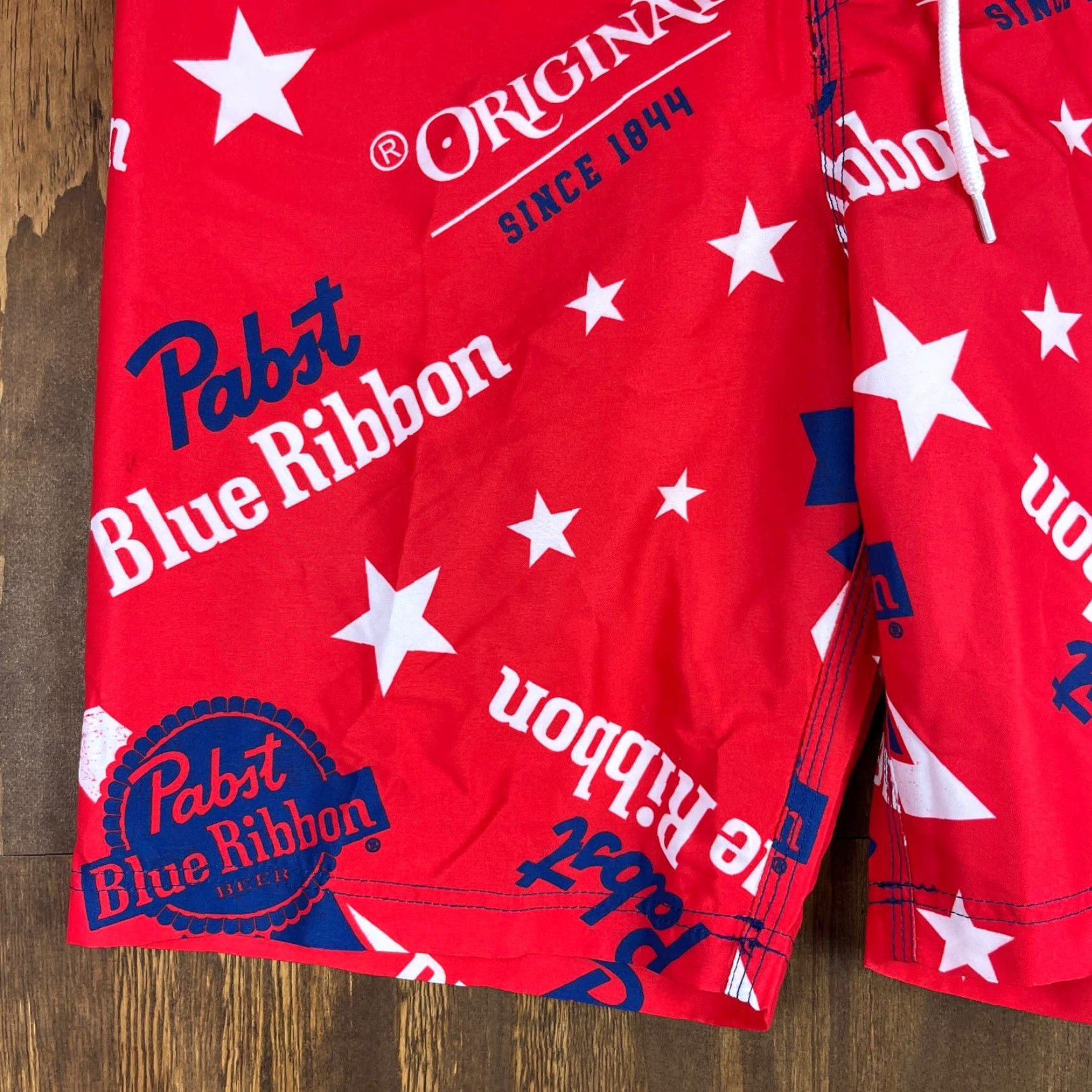 Vintage Pabst Blue Ribbon Mens Shorts Red White Blue Star Swim Surf Beach Trunks Small Size US 29 - 4 Thumbnail