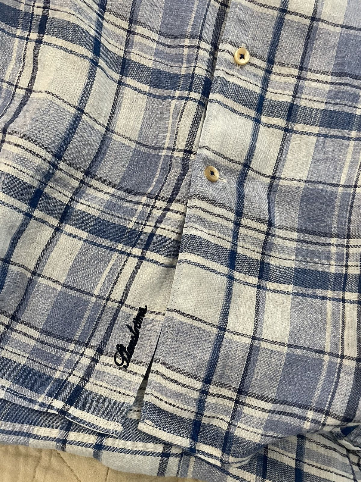 Strenstroms Check Print Linen Shirt Size US XL / EU 56 / 4 - 3 Thumbnail