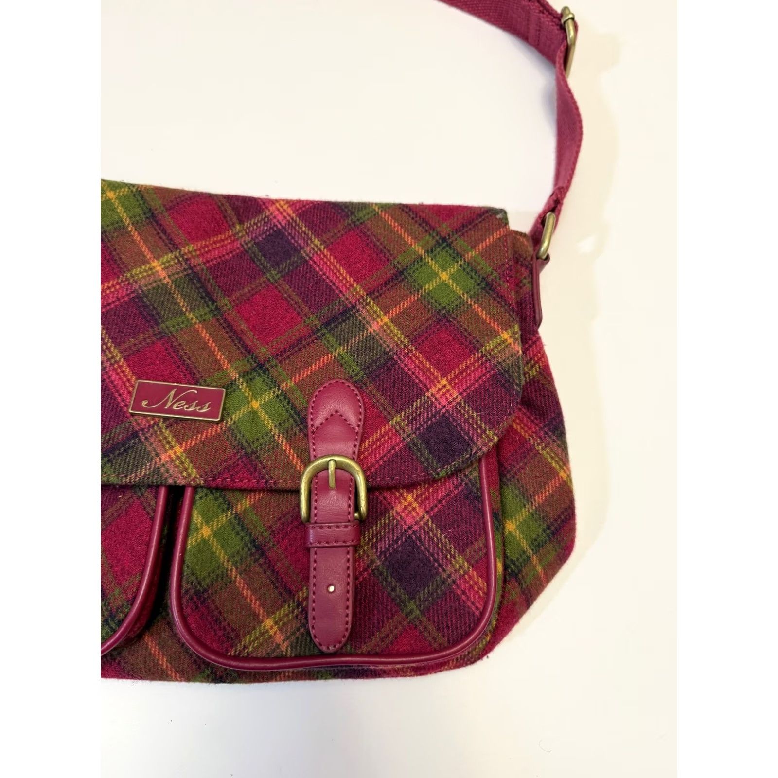 Vintage Ness Red Womens Shoulder Bag Wool Blend Red Tweed pattern Size ONE SIZE - 5 Thumbnail