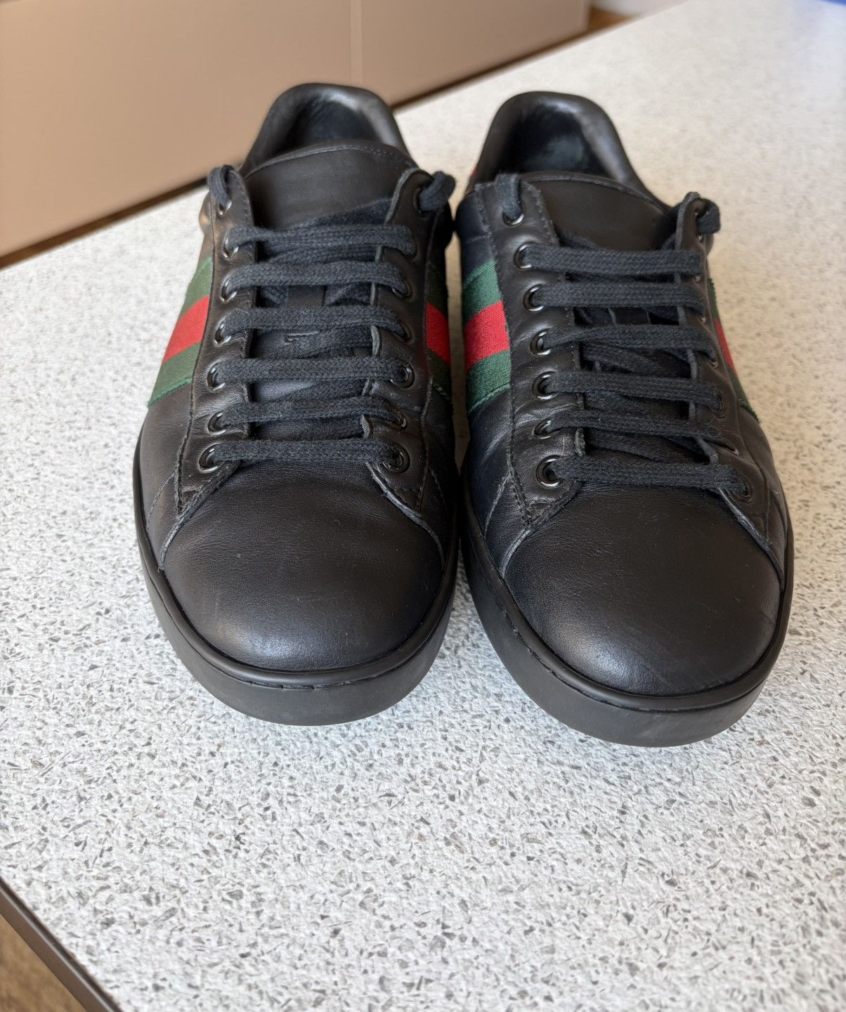 Gucci Gucci Ace Leather Black Low Sneakers 386750 Size US 7.5 / EU 40-41 - 2 Thumbnail