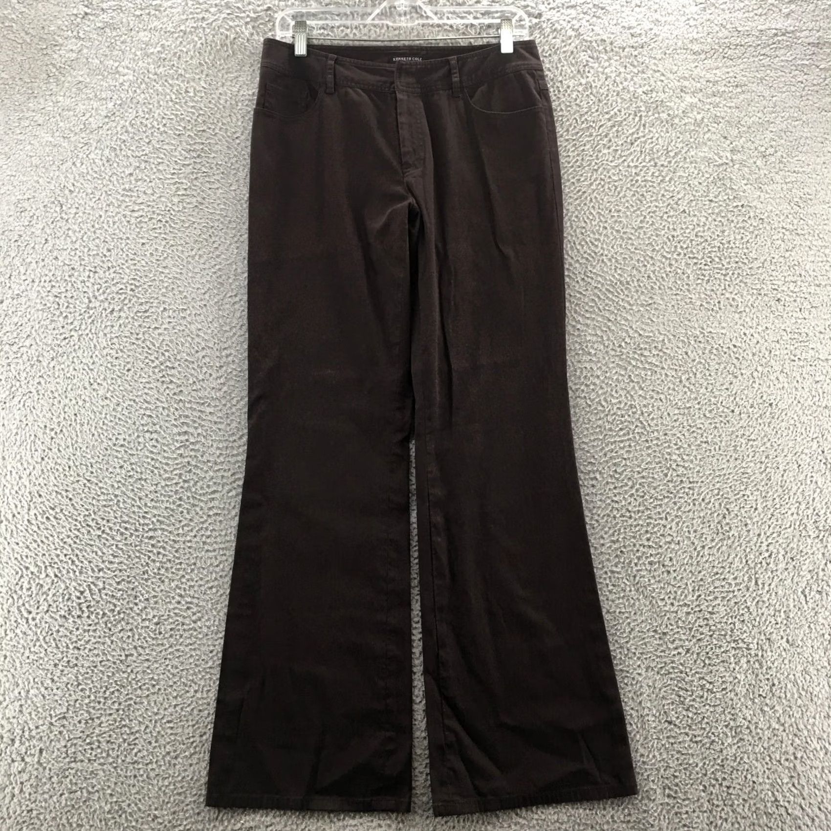Kenneth Cole Kenneth Cole Pants Womens 8 Wide-Leg Brown Cotton Blend Zip Chino Casual Flat Front Regular Rise 32 in Inseam 32 in Mens Womens Boys Girls Size 30" / US 8 / IT 44 - 2 Thumbnail