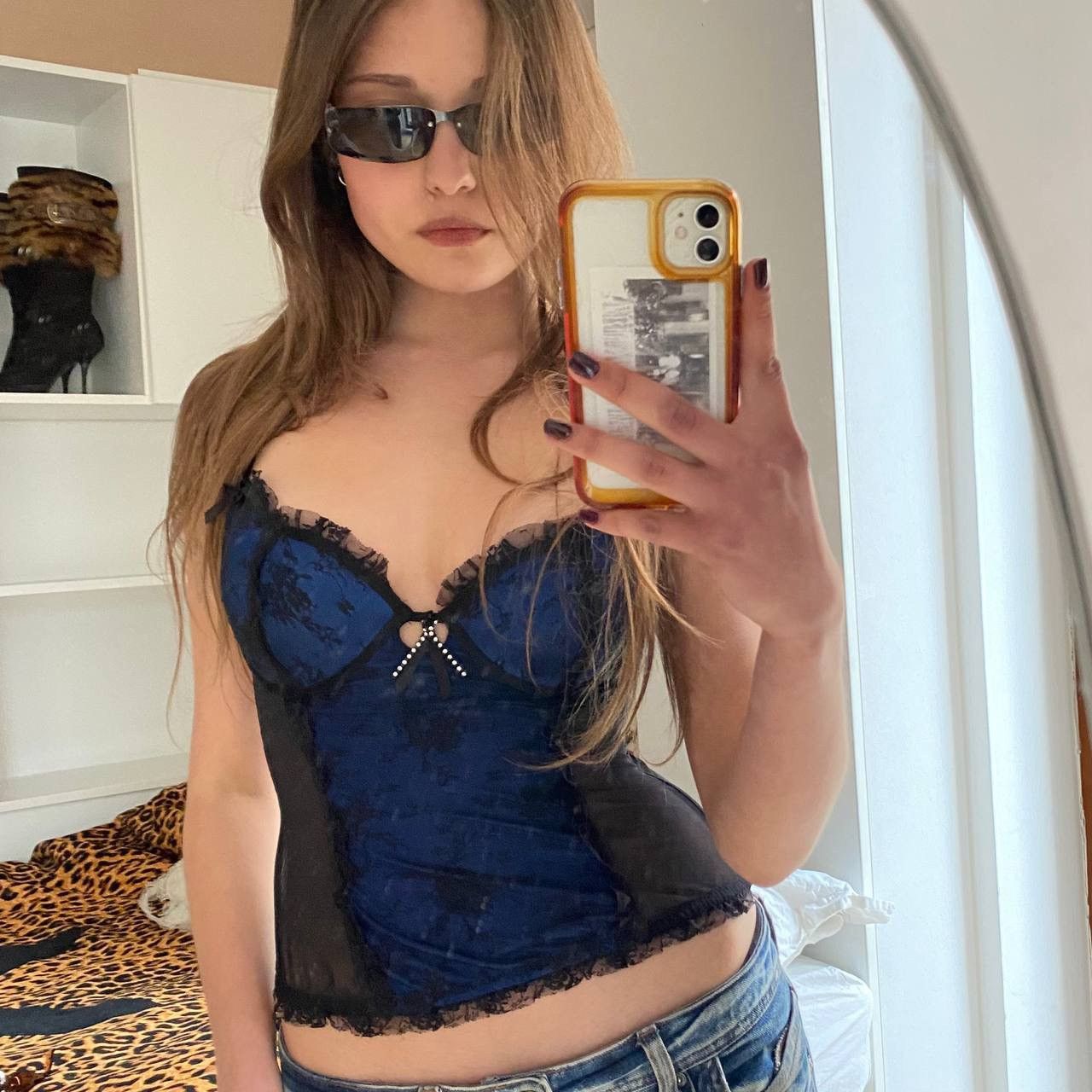 Vintage Vintage navy blue coquette corset top Size S / US 4 / IT 40 - 2 Thumbnail