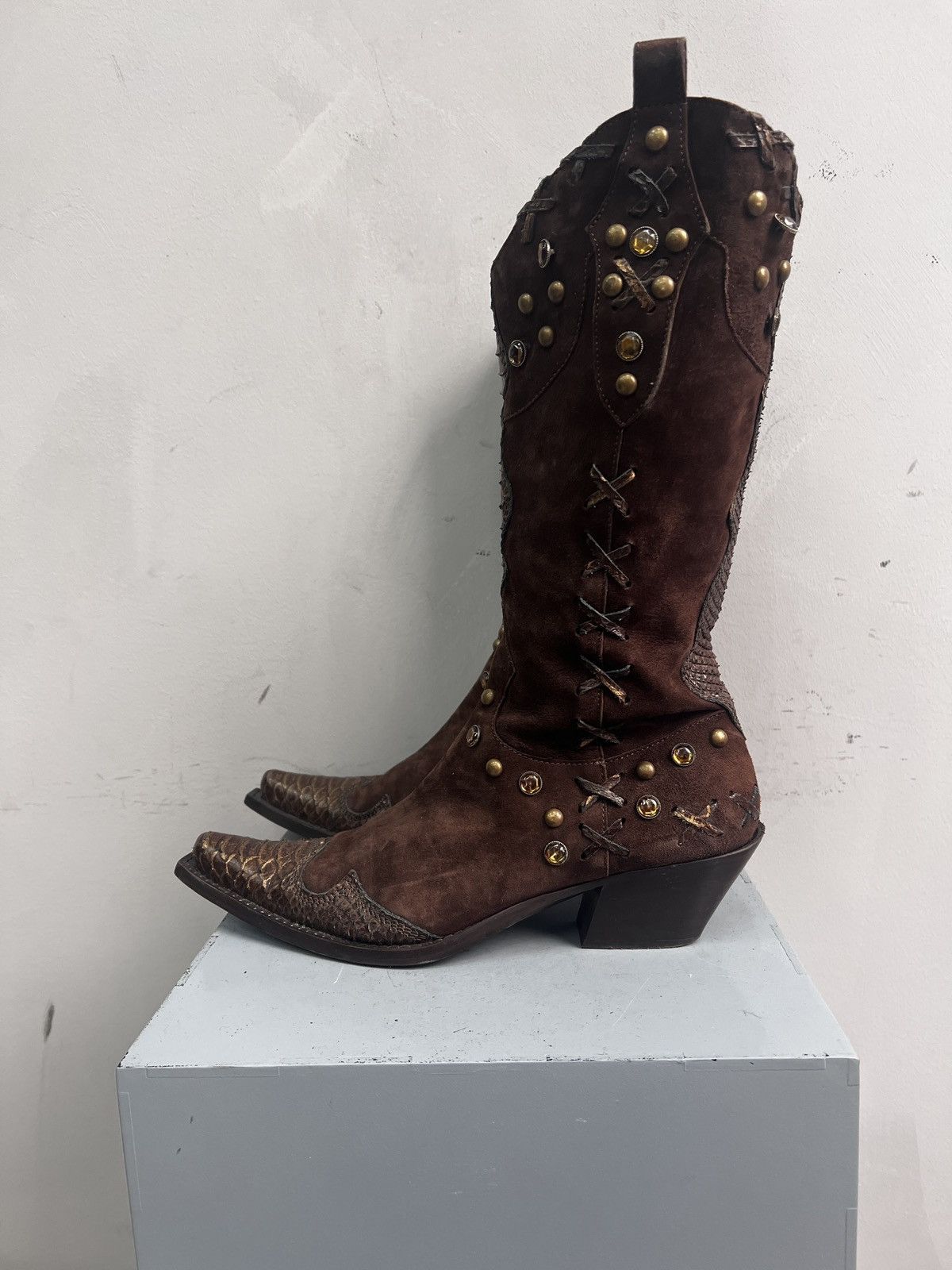 Western Rise Western Guidi style high moto boots fashion avant garde 90s Size US 8 / EU 41 - 3 Thumbnail