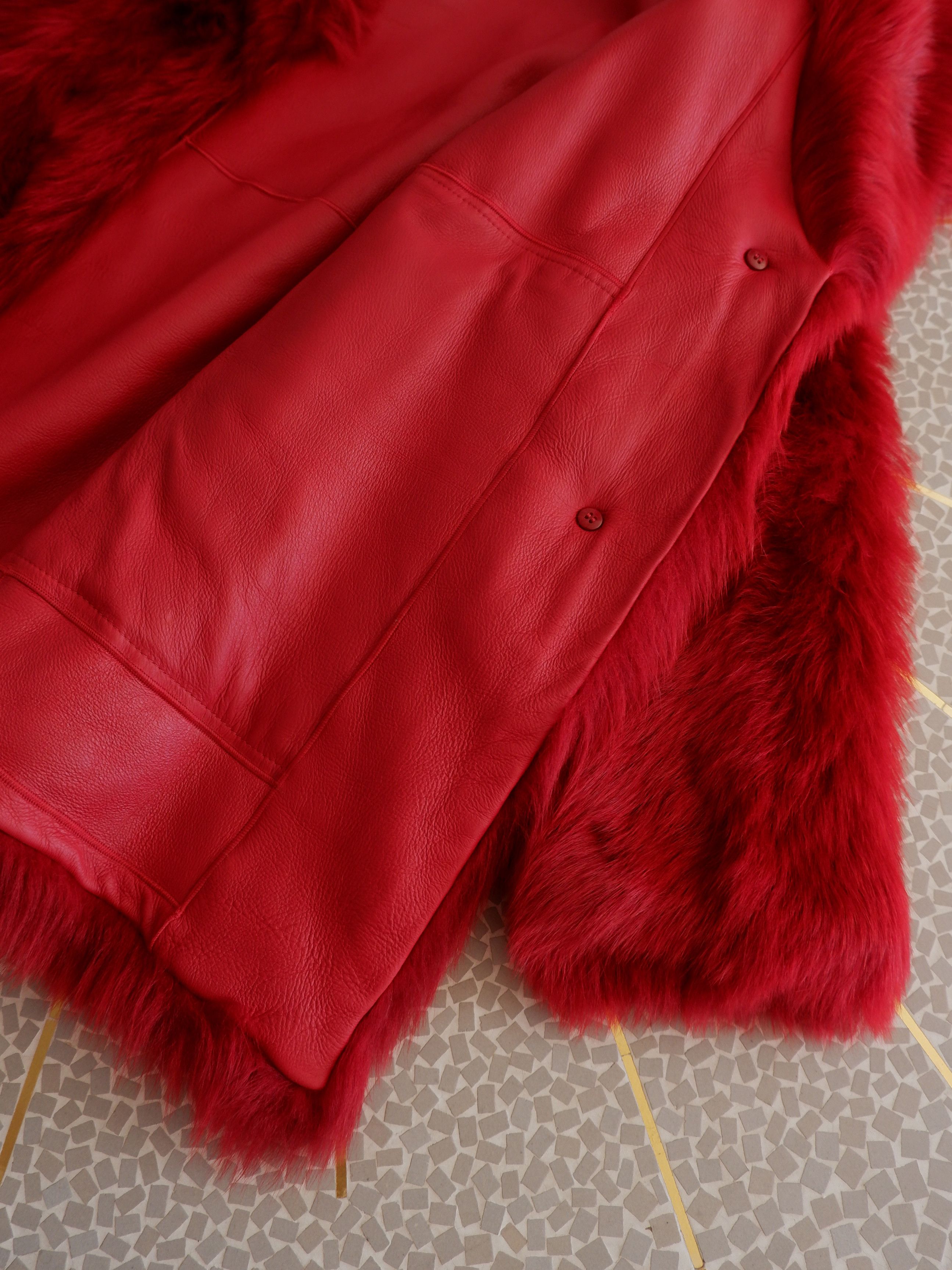 Prada Last drop! Prada red dyed sheep fur coat AW17 Size S / US 4 / IT 40 - 6 Thumbnail