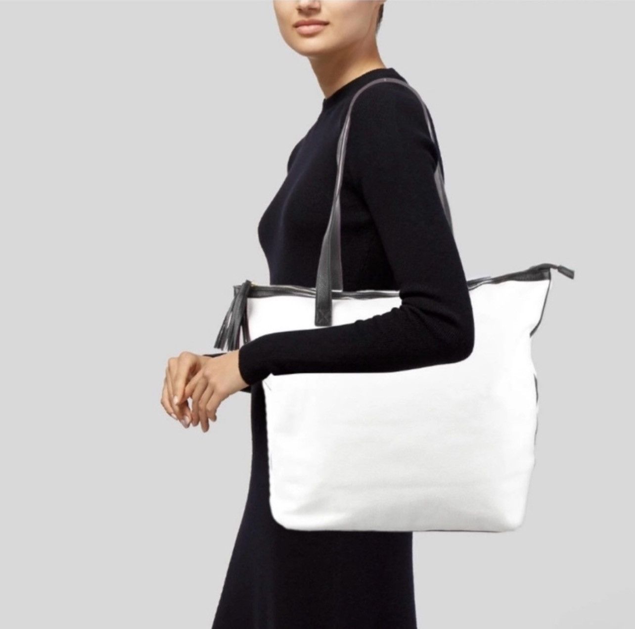 Other Walter Baker NWT Carly Bag White Canvas Tote Top Handle Bag Size ONE SIZE - 1 Thumbnail