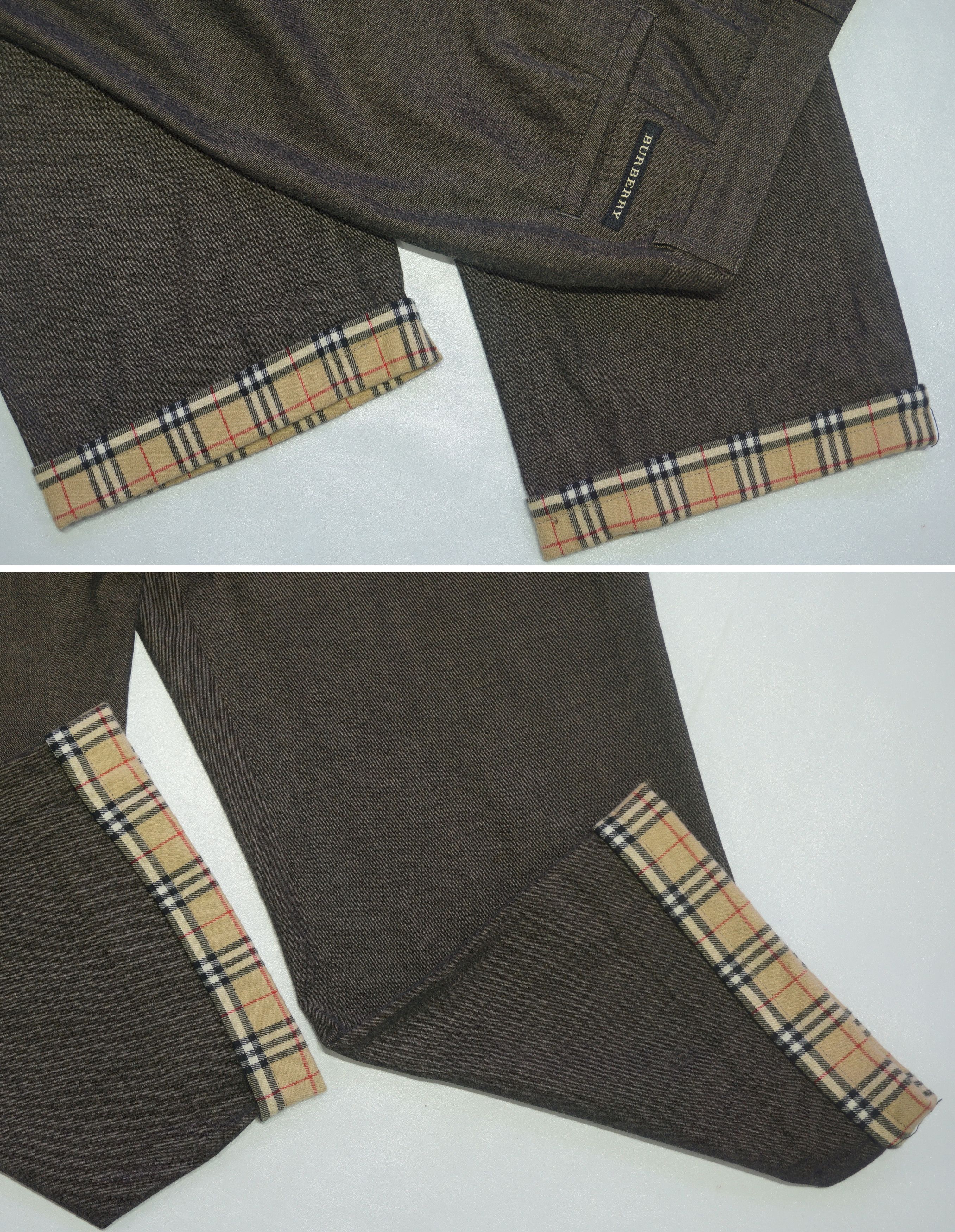 Burberry Burberry Golf Oak Brown Wool Nova Check Wide Leg Pants Size 28" / US 6 / IT 42 - 6 Thumbnail