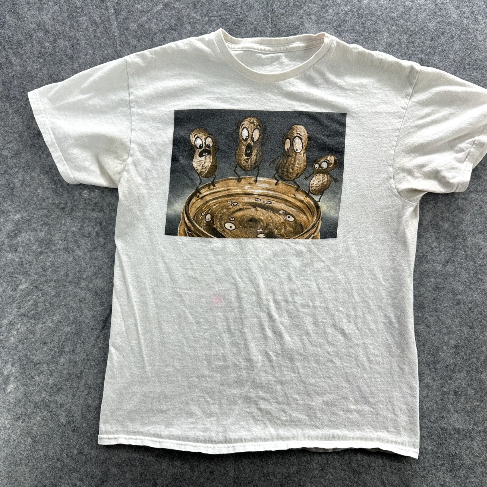 Peanuts Funny Peanut Butter Shirt Large White Cartoon Graphic Tee Food Peanuts Jar Mens Size US L / EU 52-54 / 3 - 2 Thumbnail
