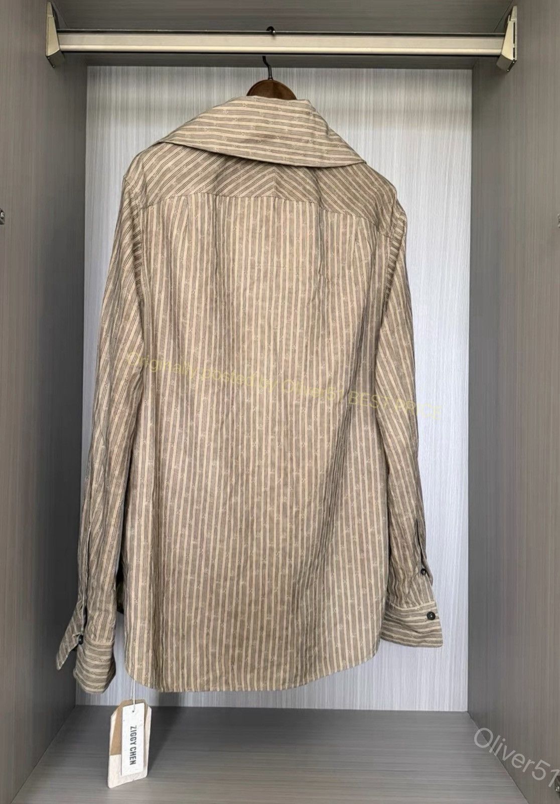 Ziggy Chen Ziggy Chen stripe‑jacquard drape‑collar shirt YYYY17/2610 Size US M / EU 48-50 / 2 - 3 Thumbnail