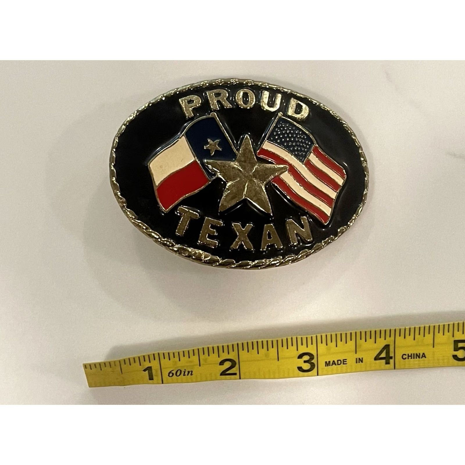 Vintage VINTAGE Proud Texan Texas W USA Heavy Brass Enamel Belt Buckle Made in USA Belt Buckle Size ONE SIZE - 2 Thumbnail