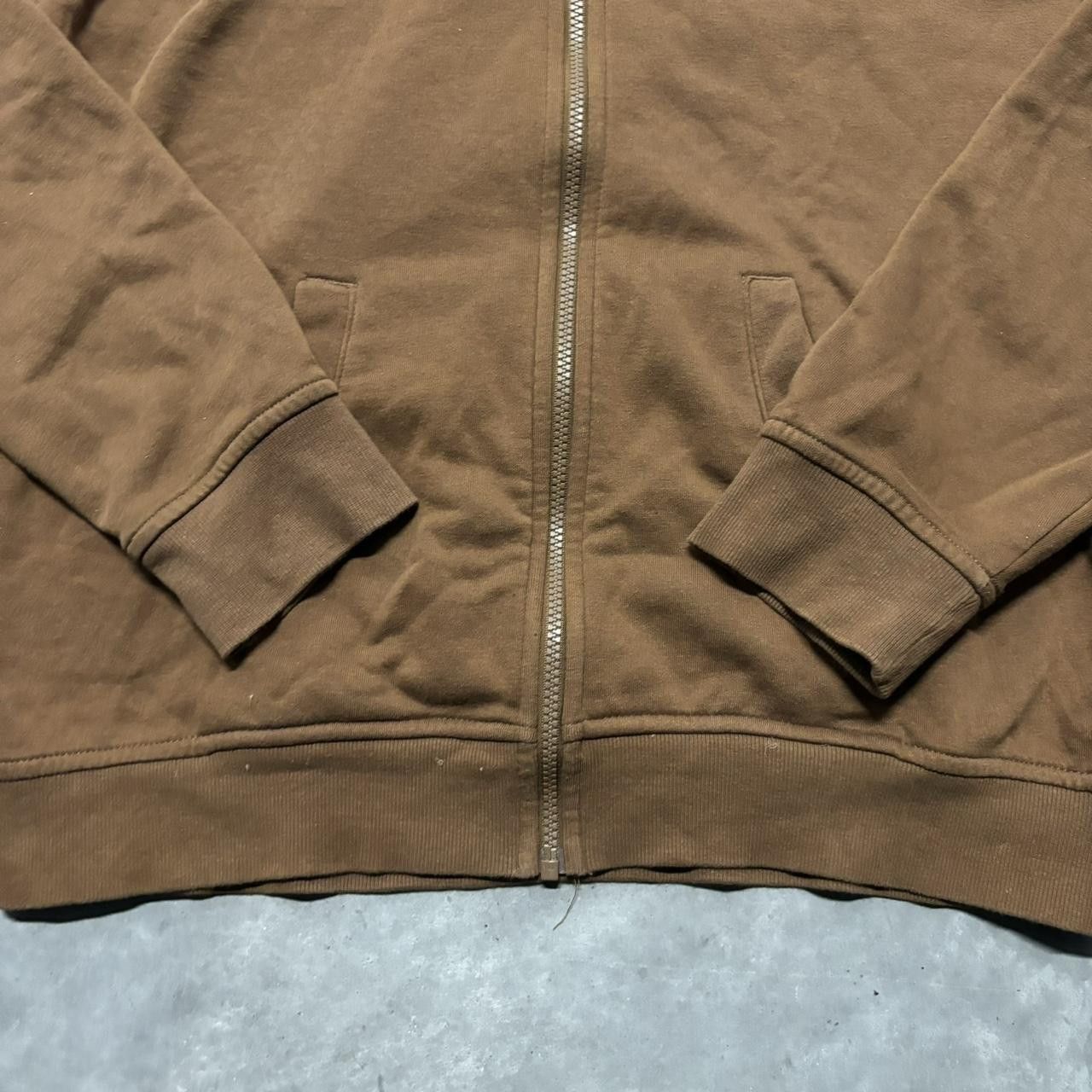 Japanese Brand × Vintage Crazy Vintage Y2K/2000s Brown Blank Essential Zip Up Hoodie! Size US M / EU 48-50 / 2 - 5 Thumbnail