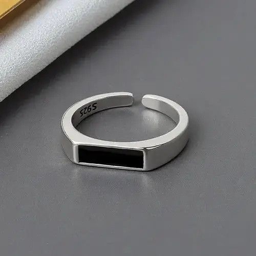 Jewelry × Ring Of Fire Black Rectangle Adjustable Ring Size ONE SIZE - 1 Thumbnail