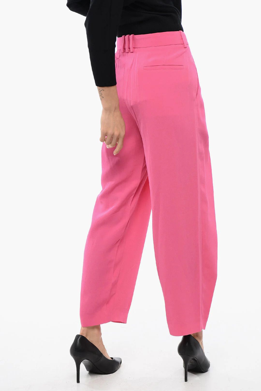 Balmain og1mm0326 High-Waist Tapered-Fit Pant in Pink Size 27" / US 4 / IT 40 - 4 Thumbnail