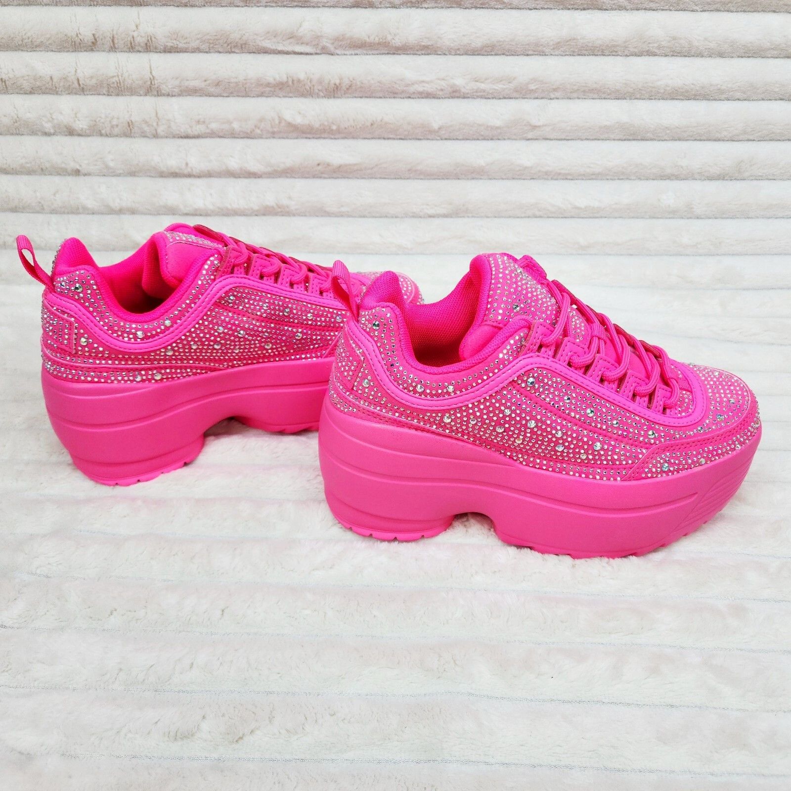 Other Ultra Cush Hot Pink Rhinestone Platform Sneakers (US Shoe Si Size US 8 / IT 38 - 4 Thumbnail