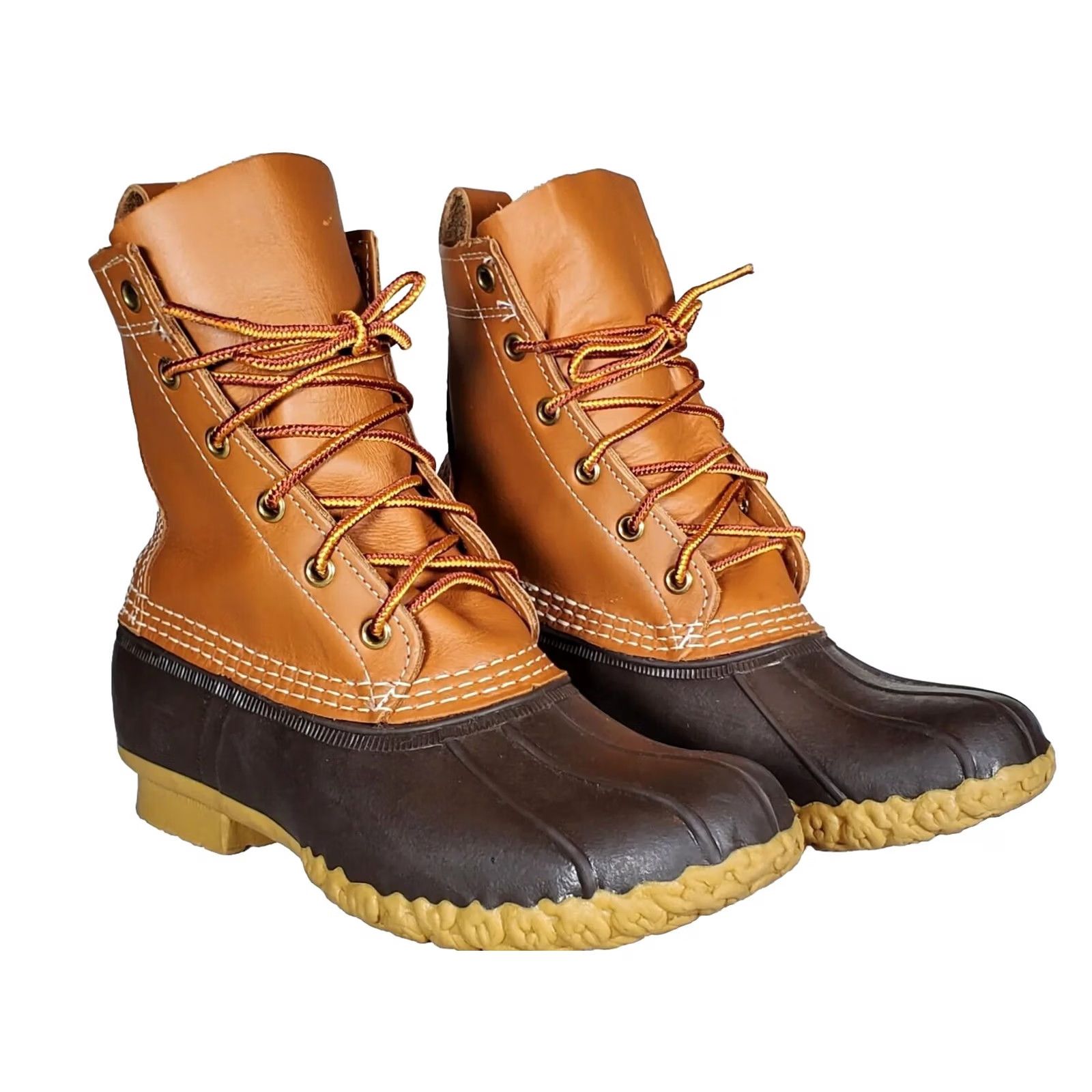 Vintage L.L. Bean 8" Duck Boots Brown Leather Waterproof Rain Hunting Womens US 6 M Size US 6 / IT 36 - 2 Thumbnail
