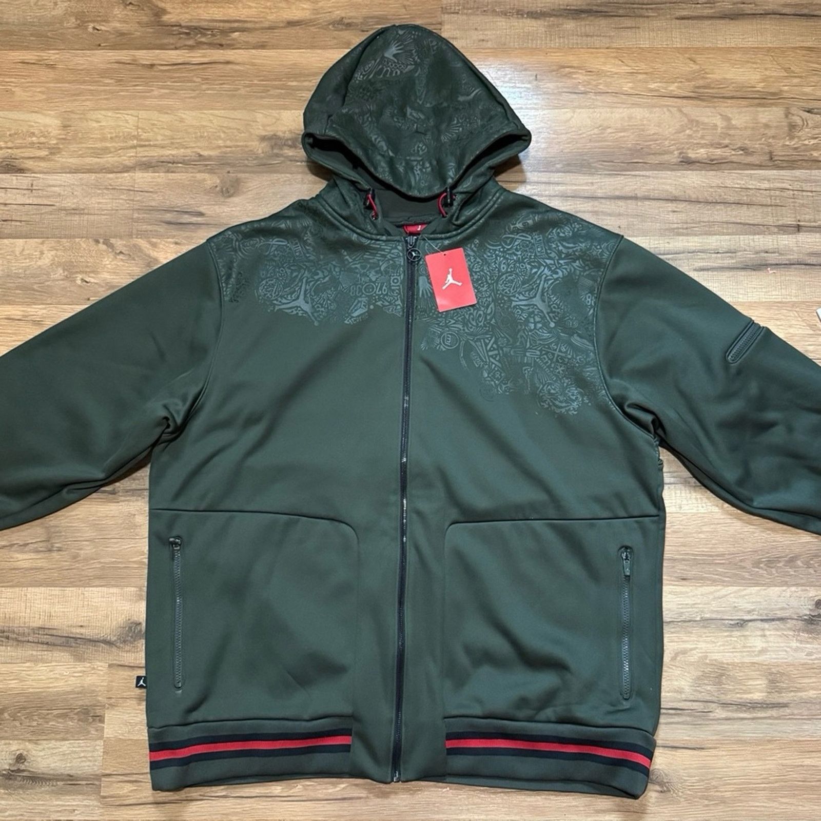 Jordan Brand 2008 Air Jordan Olive Green Zip Up Hoodie Sweatshirt Size US XXL / EU 58 / 5 - 3 Thumbnail